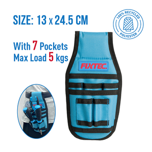FIXTEC OEM Electrician <b>Tool</b> Waist Small Carrier <b>Bag</b> 600D Polyester With 7 Pockets Waterproof & Adjustable Strap FHTB101 - Product Image 1
