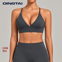Soutien-gorge de sport Dingtai à double brossage, dos profond découpé en V, avec coussinets amovibles, bonnet complet, sans armatures, maintien moyen pour femme, cyclisme