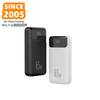 Banque d'alimentation pour ordinateur portable 20000mAh PD 65W Li-Polymère, prix avantageux, grande usine chinoise, charge rapide multi-appareils, affichage numérique USB-C