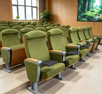 Chaise de théâtre d'auditorium haut de gamme avec siège rembourré en tissu et tablette d'écriture rétractable pour projet de salle d'assemblée scolaire