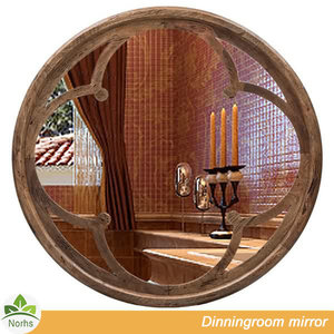 Norhs murales rustiques marron foncé sculpté grand rond décoratif <span class=keywords><strong>miroir</strong></span> dans un cadre en bois pour salle à manger - Product Image 2