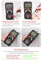 Multimètre numérique HT118D, type de base, testeur de tension AC/DC, test en direct, Ohm, Hz, NCV, voltmètre True RMS, multimètre, 6000 points