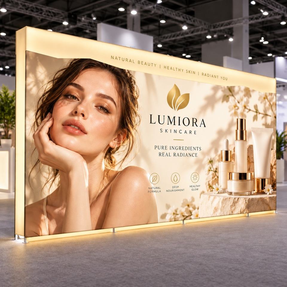 Modular Changing Booths 20x10ft 3D LED Lightbox Display Custom Illuminated Fabric Backdrop for ...