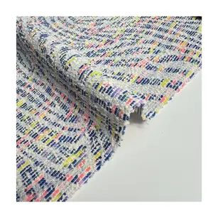 China Leverancier Custom Tartan Italiaanse Geweven Polyester Fancy Tweed Stof Voor Kleding