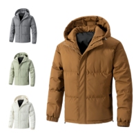 Veste d'hiver pour homme personnalisée, chaude et respirante, avec fermeture éclair, couleur unie, à capuche, en duvet, veste décontractée d'hiver pour l'extérieur, coupe-vent