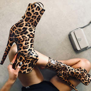 20厘米厚底高跟鞋 Paaldans Schoenen Fashion Vis <span class=keywords><strong>Mond</strong></span> 8英寸 Maat Luipaardprint <span class=keywords><strong>Super</strong></span> Hoge Hak 性感高跟鞋 - Product Image 2