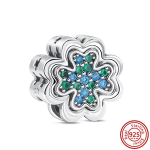 Wholesale Winter Snowflake Bracelet Beaded 925 Sterling Silver Charms Bead Bracelet Charm DIY Women's Jewelry Product Making