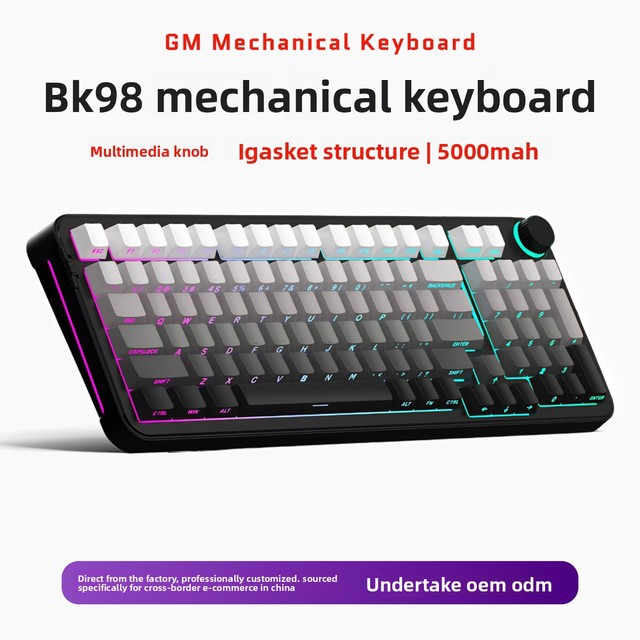 BK98 98% Mechanical Keyboard 98 Keys RGB Backlighting Three-Mode Connectivity GASKET-Structured Design Wireless Gaming Office