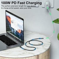 Kabel Ekstensi USB4.0 Male-Female Berlapis Emas dengan Jalinan Nilon Tipe-C, Transmisi Data 40Gbps, Pengisian Daya Cepat 100W PD, Hard Disk, Garansi 12 Bulan