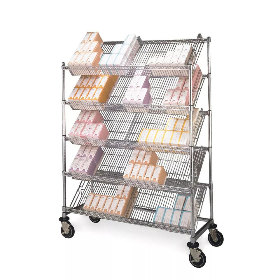 5-Tier Heavy Duty Slanted Wire Shelving Rack SUS304 Stainless Steel ...