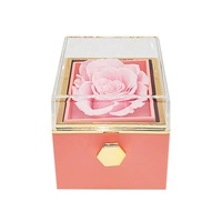 Bloemen Valentijnsdag Eeuwige Rode Rozen Sieradendoosje Ge conserveerde Echte Rozen Bloemen Met Sieradendoosje en Acryl Sieradendoosje