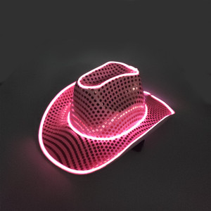 Groothandel LED verlichte cowboyhoed voor sport, casual, vissen & buitenfeesten en evenementen - Hoge helderheid, verschillende kleuren pailletten pet - Product Image 4