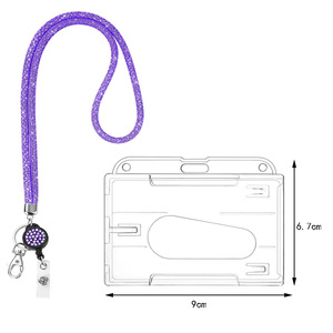 Mobile phone fishing net lanyard, rhinestone-filled <b>ID</b> card buckle, neck strap, easy-pull buckle, retractable name tag pendant, - Product Image 5