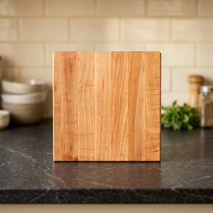 เขียงไม้เมเปิ้ลทรงสี่เหลี่ยม รุ่น B ขนาด 12"x12"x1.5" พร้อมขาตั้ง ดีไซน์สวยงาม สำหรับใช้ในครัว - Product Image 4