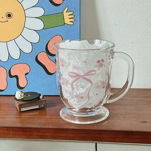 401-500ml di vendita calda ragazza carina rosa fiocco di vetro tazza di tè caffè bere festa a casa uso boccale di birra con acqua capacità di birra di vetro - Product Image 3