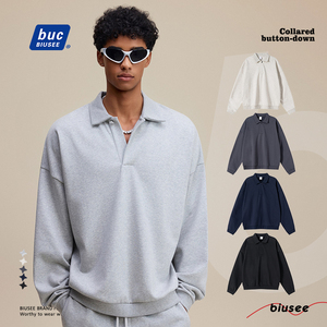 Produttori di <span class=keywords><strong>abbigliamento</strong></span> Pullover con colletto di alta qualità all'ingrosso <span class=keywords><strong>felpe</strong></span> da <span class=keywords><strong>uomo</strong></span> di spugna francese sfuse in bianco - Product Image 2