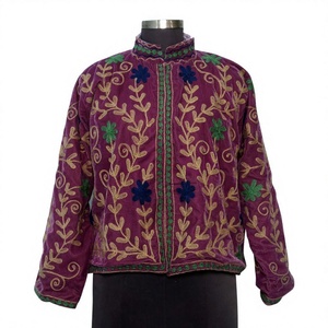 Veste d'extérieur pour femme en broderie Suzani faite à la main, automne/hiver, coton tissé matelassé, écologique, de haute qualité, séchage rapide, coupe classique - Product Image 1