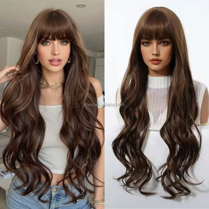 Perruque synthétique longue bouclée multicolore dégradée, résistante à la chaleur, fabriquée à la machine, taille moyenne, la plus vendue, pour tête entière - Product Image 6