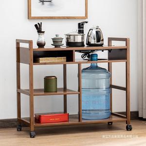 Chariot de service en bois massif avec 4 roulettes pivotantes, multifonctionnel pour restaurants, salons de thé et hôtels - Product Image 1