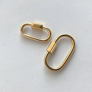 EManco <span class=keywords><strong>Fermoir</strong></span> mousqueton ovale à <span class=keywords><strong>vis</strong></span> en acier inoxydable plaqué or 14K <span class=keywords><strong>pour</strong></span> la fabrication de bijoux DIY - Product Image 6