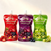Pochettes Doypack Mylar personnalisées transparentes et colorées avec bec verseur pour jus, purée et jus biologiques