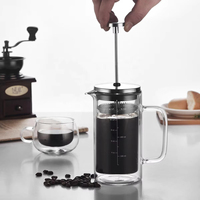 Cafetera Francesa de Vidrio con Filtro de 4 Niveles, Fácil de Limpiar, Nuevo Diseño