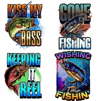 Citazioni di pesca personalizzate stampa DTF Retro pescatore DTF adesivi trasferimento di calore all'ingrosso Hooker DTF t Shirt trasferimenti per t-Shirt