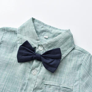 Детский летний костюм для мальчиков: шорты и галстук-бабочка, однотонный комплект для малышей - Product Image 4