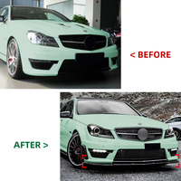AMP-Z W204 Lame de Pare-chocs Avant en Plastique Noir Brillant pour Mercedes Benz Classe C W204 Facelift C63 AMG 2011-2014