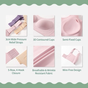 Sujetador sin costuras transpirable con tirantes anchos para tallas <span class=keywords><strong>grandes</strong></span>, soporte lateral alto para recoger el pecho lateral, 5XL - Product Image 3