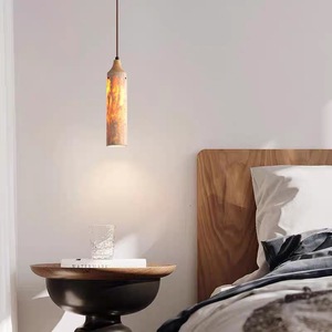Lampe suspendue de chevet de chambre à coucher minimaliste moderne, en travertin jaune, pour salle à manger, salon, lampe décorative - Product Image 4