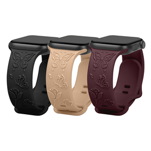 Correa de reloj deportivo con grabado de silicona CM para <span class=keywords><strong>Apple</strong></span> <span class=keywords><strong>Watch</strong></span> 38 40 41 44 45 46 49mm correa de reloj Floral de mariposa serie 10 9 8 7 6 5 - Product Image 5