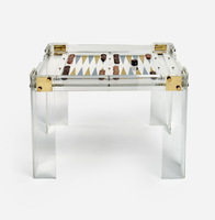 Table de jeu de luxe carrée en acrylique de style italien avec cartes RFID pour divertissement familial, Tic-Tac-Toe, Backgammon, personnalisable