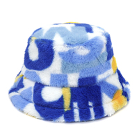 Chapeau de pêcheur en peluche imprimé Tie Dye pour femme, seau épais et chaud, coupe-vent pour l'extérieur