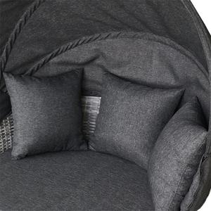 Lit de repos moderne avec cadre en aluminium pour jardin, lit longue ronde en rotin PE avec baldaquin pour hôtels, parcs, balcon, lit de soleil en rotin - Product Image 6