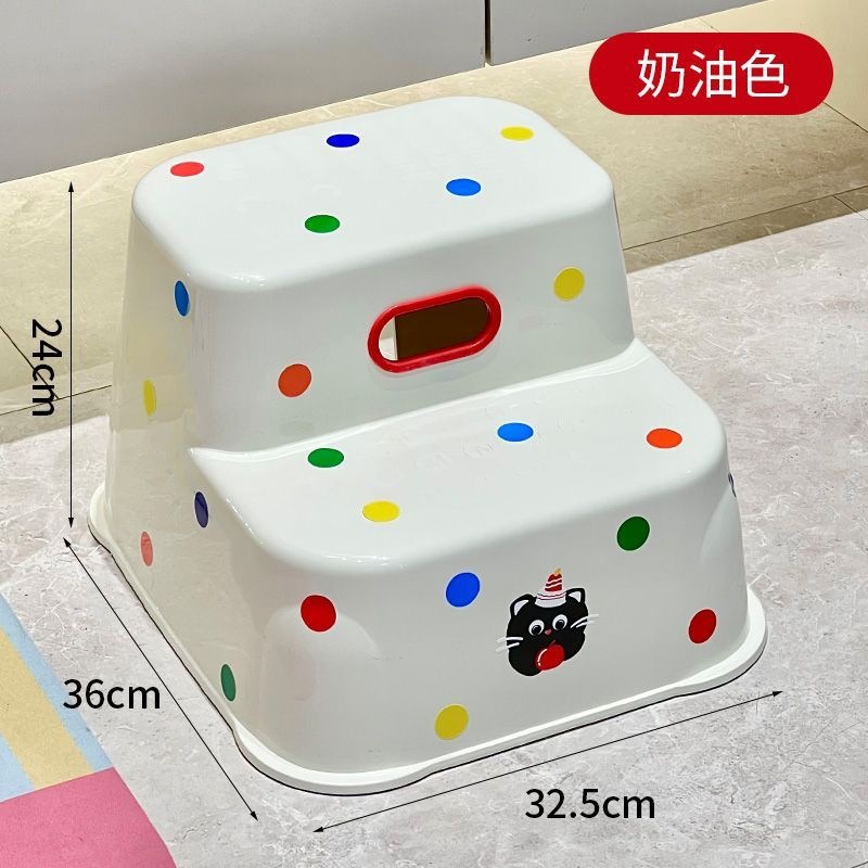 Cute polka dot stepped footstool in cream color
