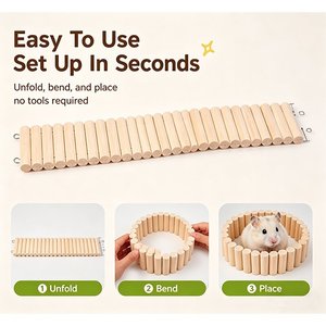 Recinto para hámster de madera maciza, jaula semicircular con escondite y pelota de ejercicio para área de juego interior para mascotas. - Product Image 3