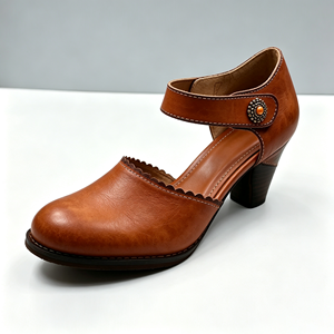 Luxury Designer Women Leather Shoes Low Heeled Shoes <strong>Closed</strong> <strong>Toe</strong> Cutout Women <strong>Block</strong> <strong>Heel</strong> Sandals <strong>With</strong> <strong>Ankle</strong> <strong>Strap</strong> - Product Image 3