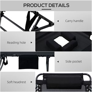 DB for Hot Sale 2-Piece Folding Chaise Lounge 5-Level <b>Reclining</b> Back Outdoor Tanning <b>Chair</b> with Reading Face Hole <b>Sun</b> Loungers - Product Image 5