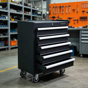 Chariot à outils 5 tiroirs en acier laminé à froid avec glissières à roulement à billes, chariot à outils robuste pour <span class=keywords><strong>garage</strong></span> et atelier - Product Image 6