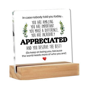 Signe de bureau en acrylique transparent de 4x4 pouces avec logo personnalisé «Merci» citation OEM ODM Office Home Decor Office Home Decor Trophées Plaques - Product Image 1