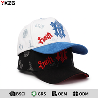Casquette de baseball en tissu Oxford avec broderie gothique personnalisée et logo, imprimé pois tropical, streetwear urbain haut de gamme, vente en gros