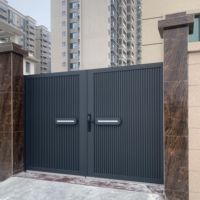Puerta Batiente Doble de Aleación de Aluminio de 6 Pies para Patio de Villa, Sistema de Apertura Automática de Alta Resistencia, Control Remoto, Resistente a la Intemperie