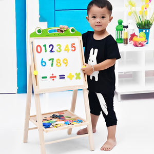 Pizarra plegable multifuncional de doble cara, caballete de madera para dibujo artístico, pizarra para niños - Product Image 2