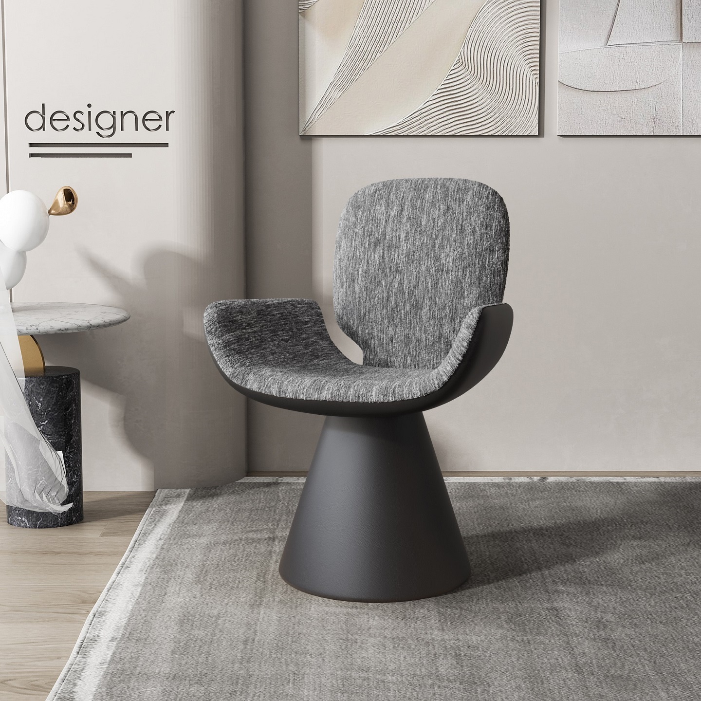Lino grigio con pelle nera [non girevole]