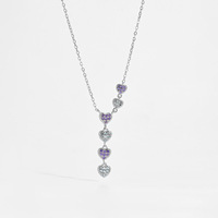 Valentijnsdag Fijne Sieraden 925 Sterling Zilver 18K Goud Verguld Blauw Paarse Zirkoon Hart Hangertjes Kettingen Cadeau
