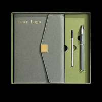 Cuaderno de Lujo Personalizado con Logotipo, Encuadernado en Espiral/Térmico/Cosido, con Hojas Sueltas, en Cuero PU, con Caja y Juego de Bolígrafos de Regalo