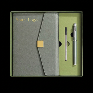 Cuaderno de Lujo de Hojas Sueltas con Cubierta de Cuero PU y Logotipo Personalizado, con Caja y Juego de Bolígrafos de Regalo - Product Image 1