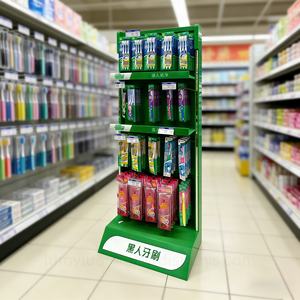Expositor de cepillos de dientes con ganchos, estante metálico de suelo para supermercado, góndola duradera para productos de cuidado bucal - Product Image 1