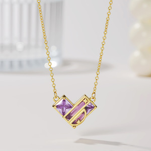 Collar con Colgante de Cobre Ecológico de Moda Glowluxe, Elegante Collar con Forma de Corazón y Circonita para Mujer, Chapado en Oro de 18k, Venta al por Mayor - Product Image 1